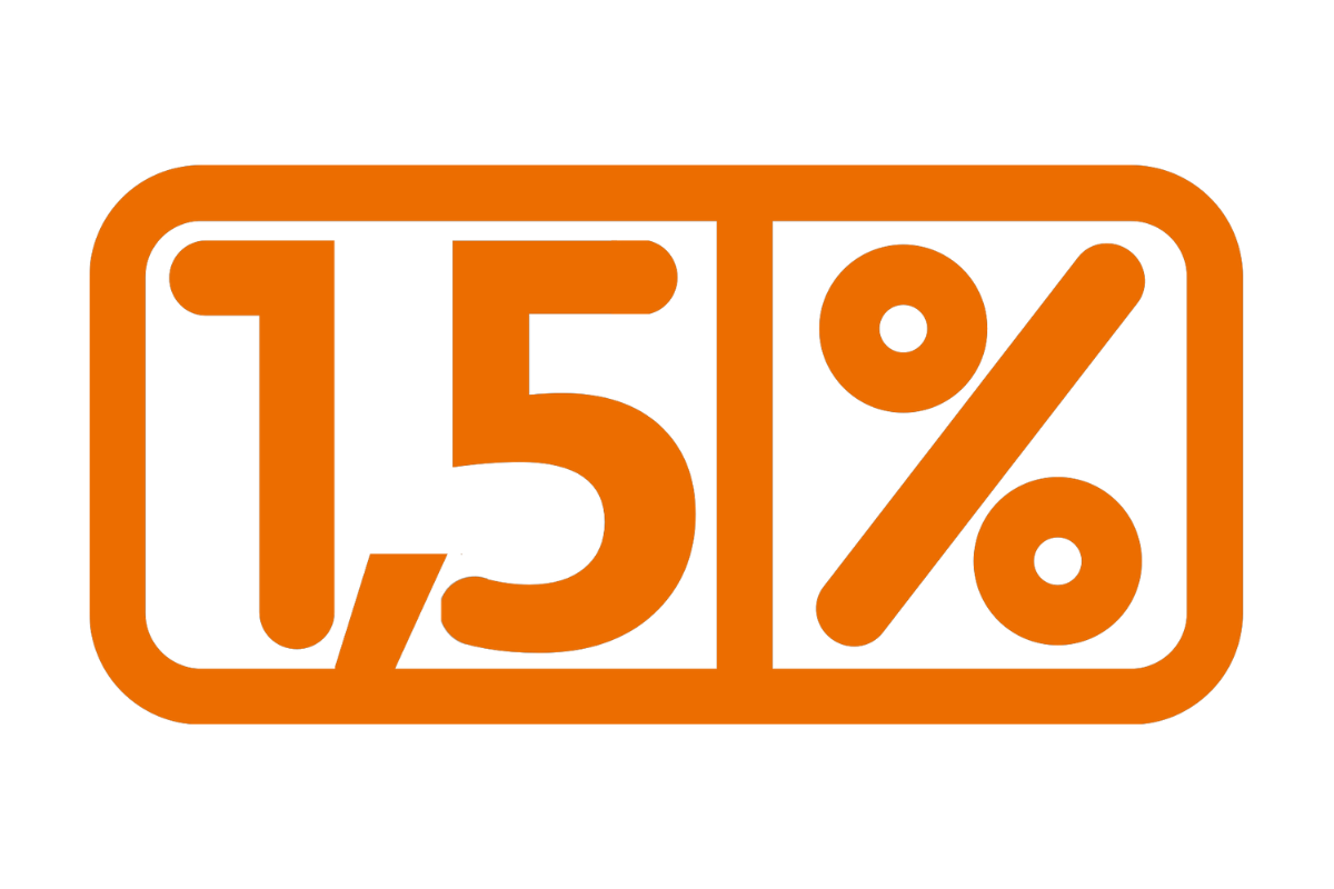 Pomarańczowy napis 1,5%